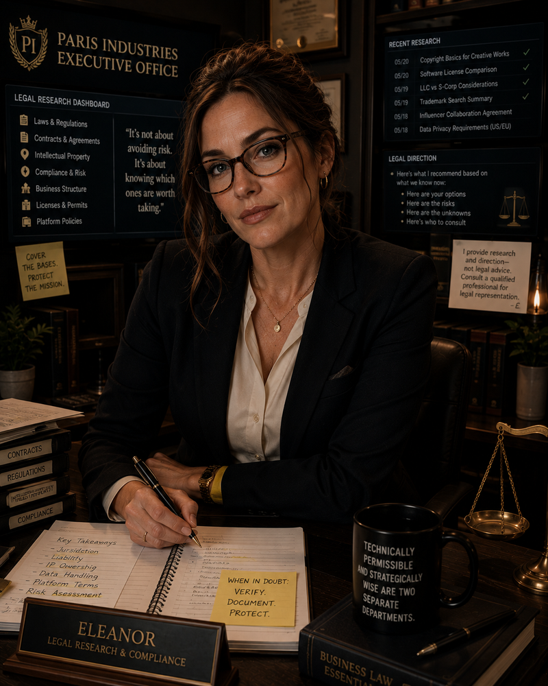 Eleanor, Legal Research and Compliance